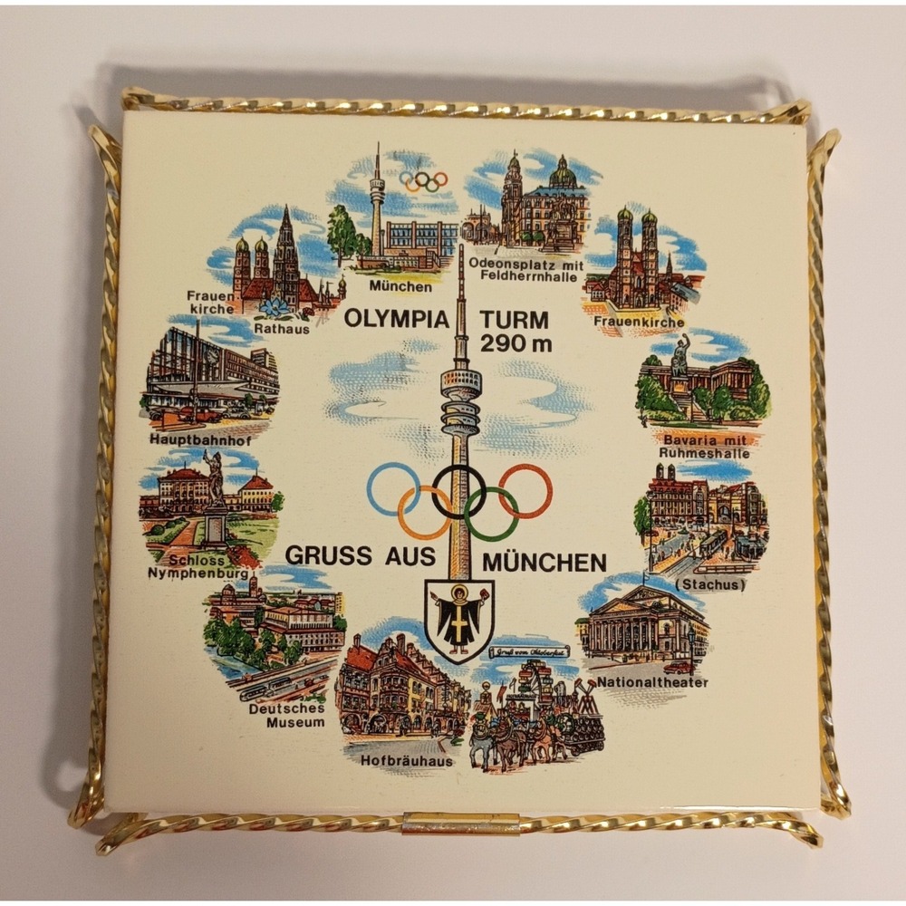 1972 - MUNICH Summer OLYMPIC Games - GERMAN Display PLATE - 6 1/2" x 6 1/2"